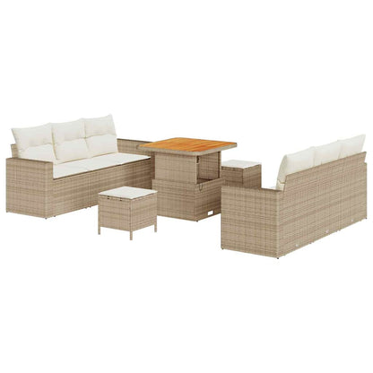 Set Divano da Giardino 9 pz 6-Numero di posti Beige e Crema | homemem39