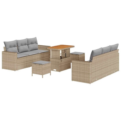 Set Divano da Giardino con cuscino 9 pcs Nero e grigio chiaro | homemem39