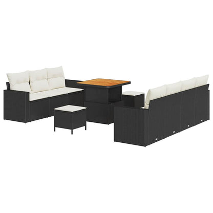Set Divano da Giardino 10 pz 7-Numero di posti Nero e Crema