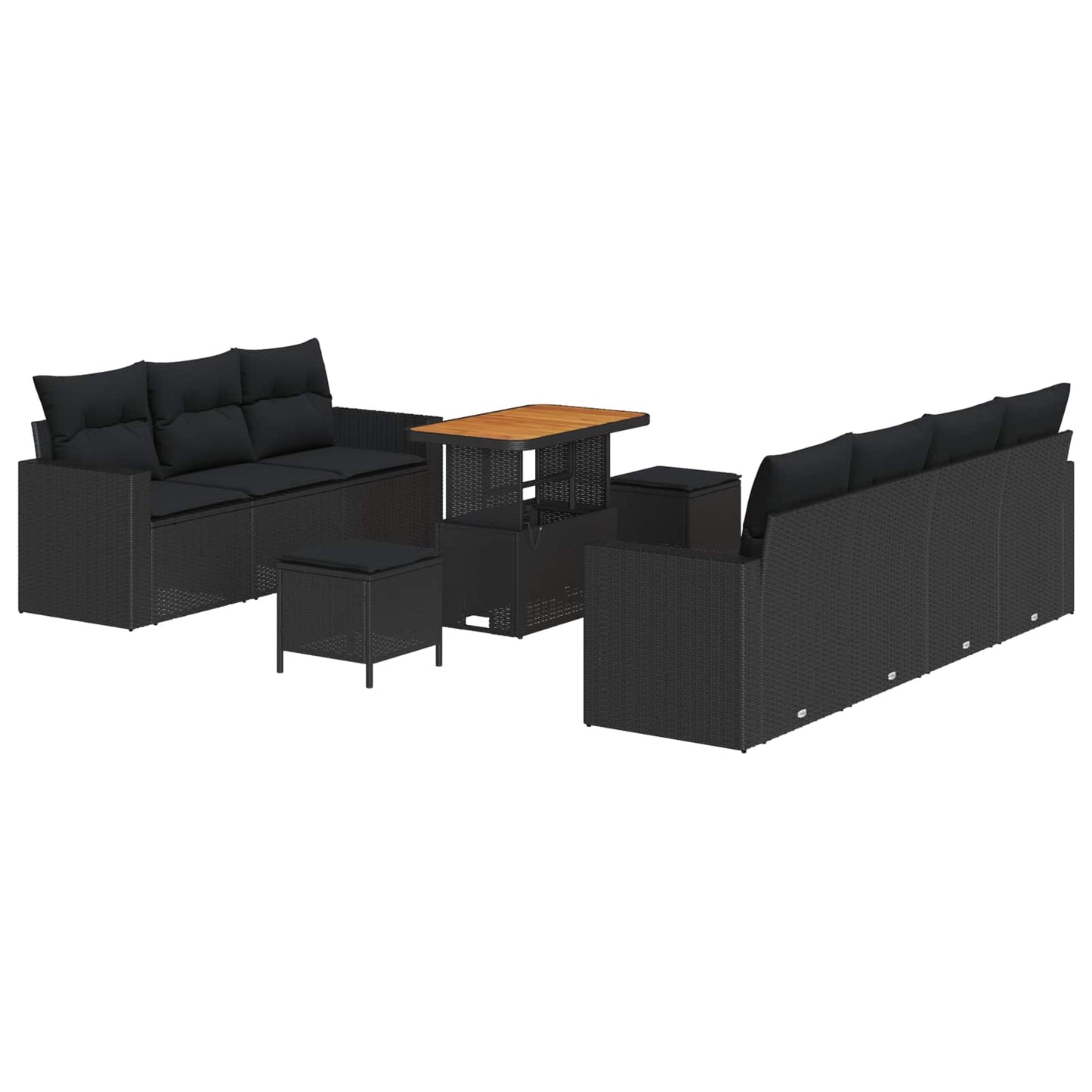 Set Divano da Giardino con cuscino 10 pcs Nero | homemem39