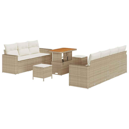 Set Divano da Giardino 10 pz 7-Numero di posti Beige e Crema