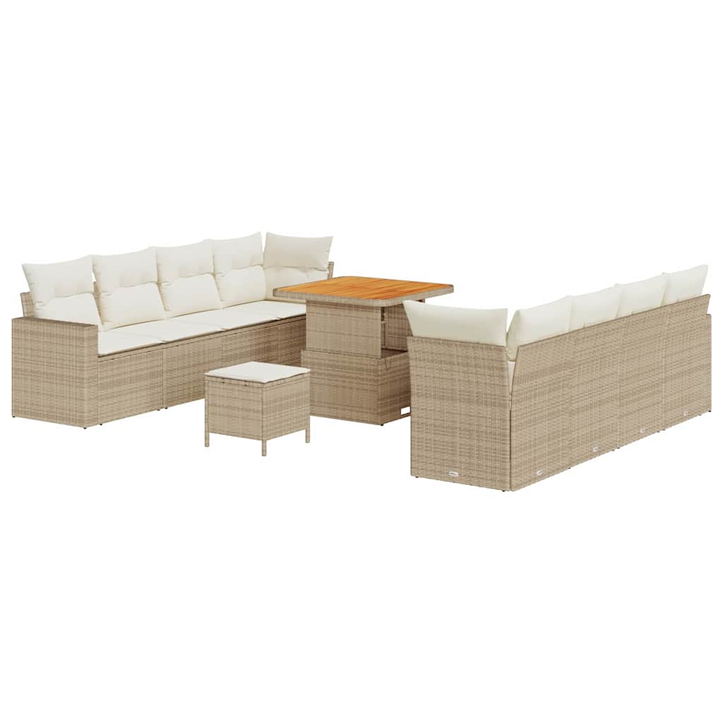 Set Divano da Giardino 12 pz 12 posto Beige e Crema polyrattan