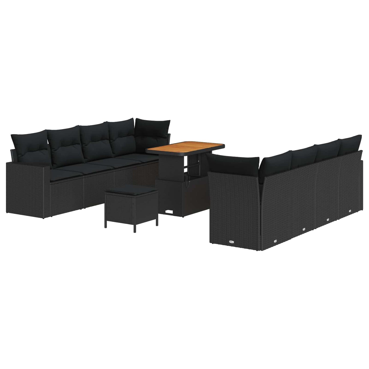 Set Divano da Giardino 12 pz 12-Numero di posti Nero polyrattan