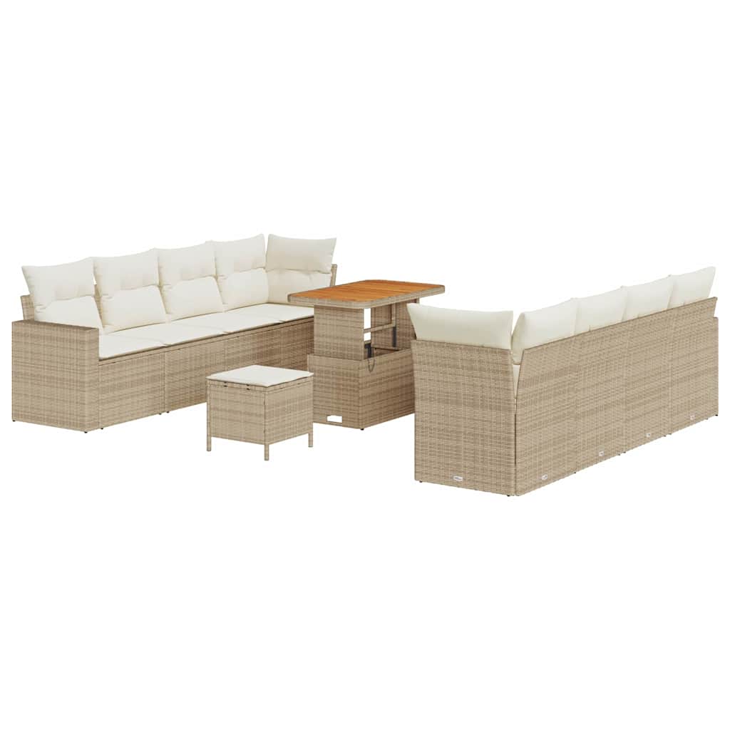 Set Divano da Giardino 12 pz 12-Numero di posti Beige e Crema
