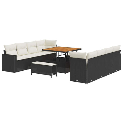 Set Divano da Giardino 12 pcs Nero e Crema polyrattan | homemem39