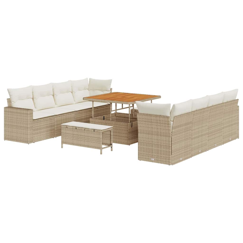 Set Divano da Giardino 12 pz 12-Numero di posti Beige e Crema