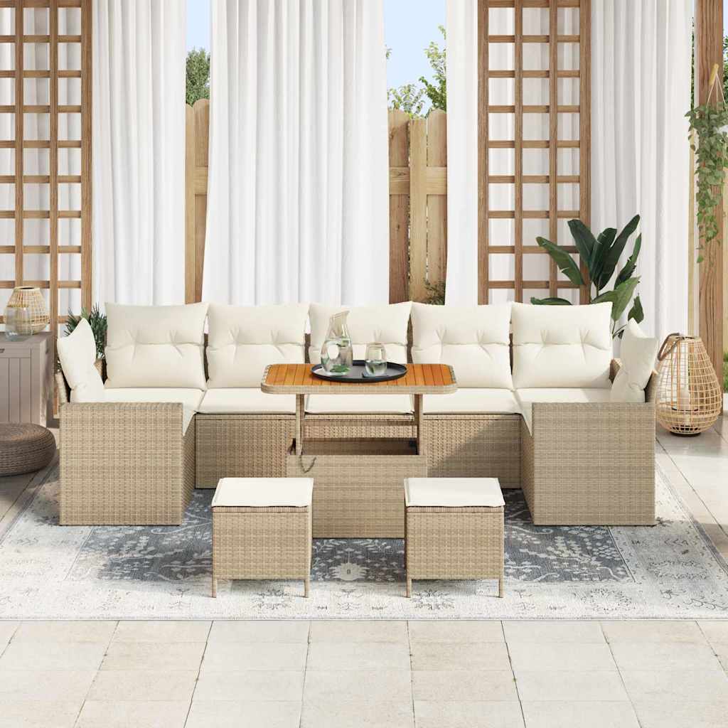 Set Divano da Giardino 13 pcs Nero e Crema polyrattan | homemem39
