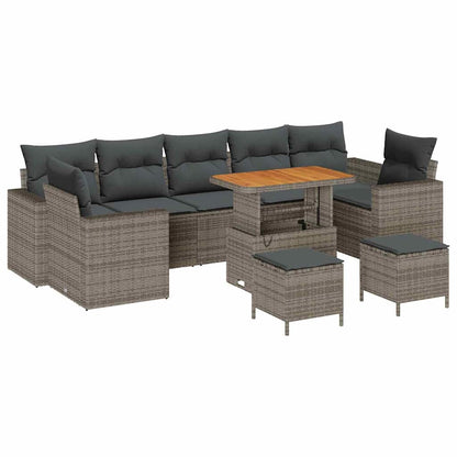 Set Divano da Giardino con cuscino 13 pcs Grigio polyrattan | homemem39