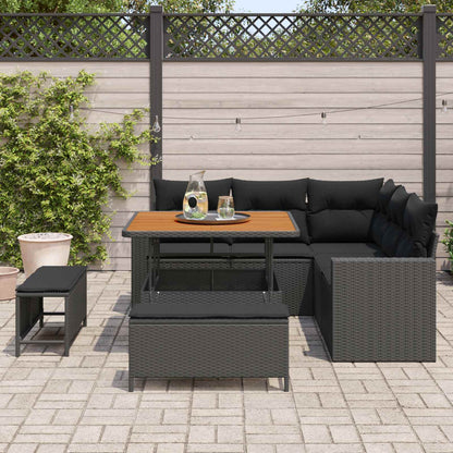 Set Divano da Giardino con cuscino 9 pcs Nero polyrattan | homemem39