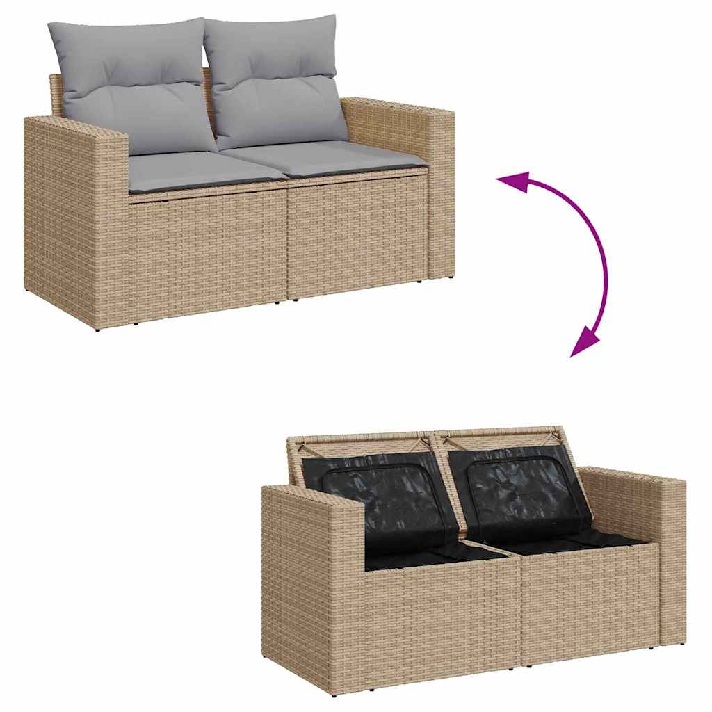 Set Divano da Giardino 9 pcs Beige e Grigio Chiaro polyrattan | homemem39
