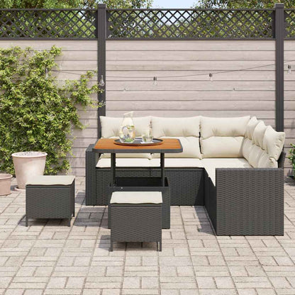 Set Divano da Giardino 9 pcs Nero e Crema polyrattan | homemem39