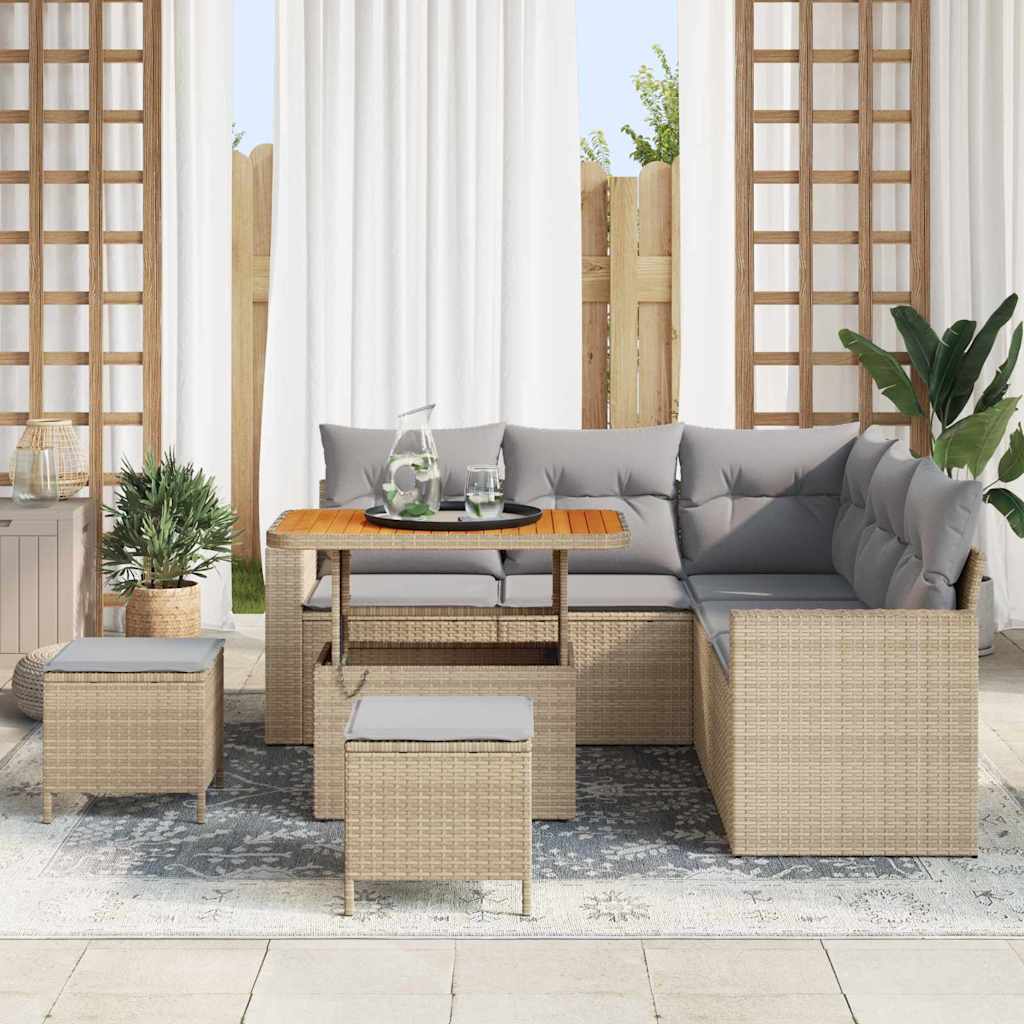 Set Divano da Giardino 9 pz 6-Numero di posti
