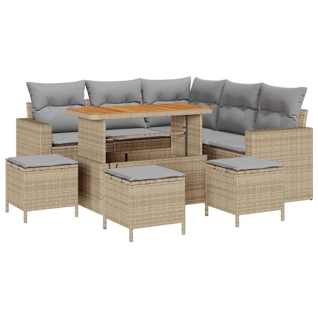 Set Divano da Giardino 10 pcs Beige e Grigio Chiaro polyrattan | homemem39