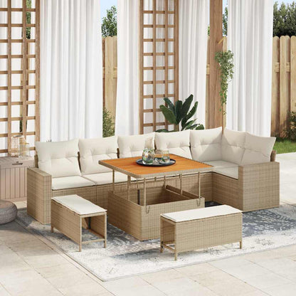Set Divano da Giardino 11 pz 9-Numero di posti Beige e Crema