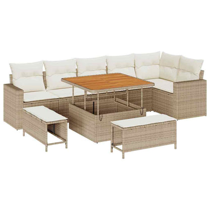 Set Divano da Giardino 11 pz 9-Numero di posti Beige e Crema