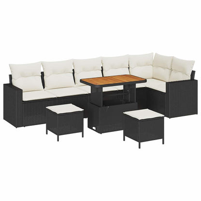 Set Divano da Giardino 11 pcs Nero e Crema polyrattan | homemem39