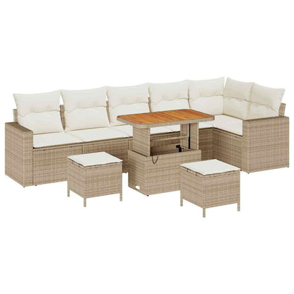 Set Divano da Giardino 11 pz 7-Numero di posti Beige e Crema