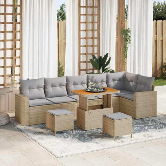 Set Divano da Giardino 11 pcs Beige e Grigio Chiaro polyrattan