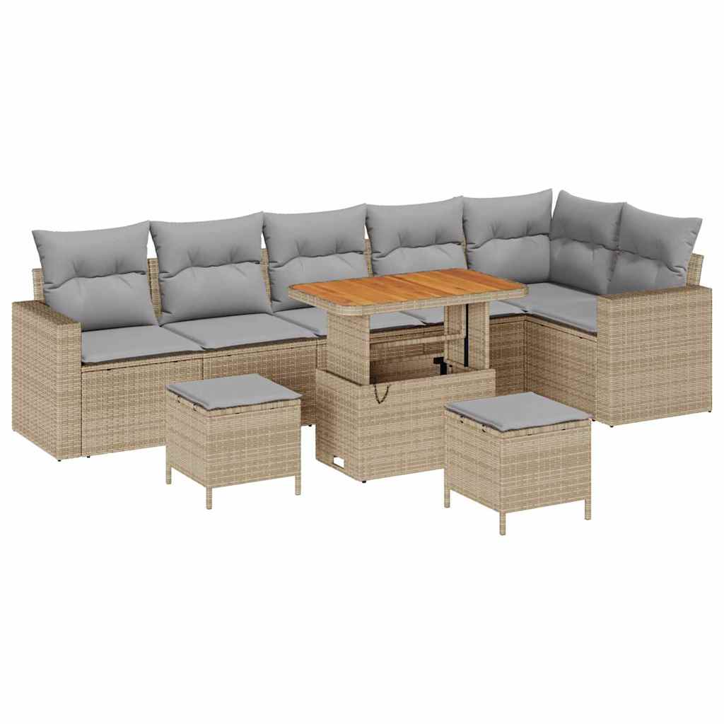 Set Divano da Giardino 11 pcs Beige e Grigio Chiaro polyrattan | homemem39
