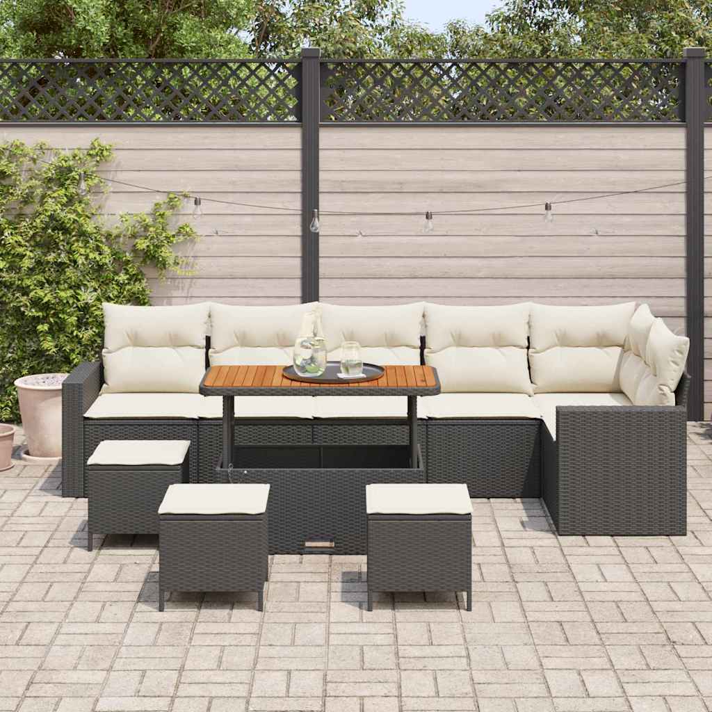 Set Divano da Giardino 12 pcs Nero e Crema polyrattan | homemem39