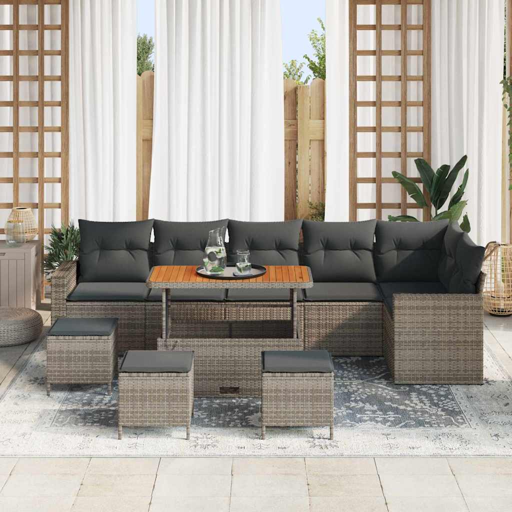 Set Divano da Giardino con cuscino 12 pcs Grigio polyrattan