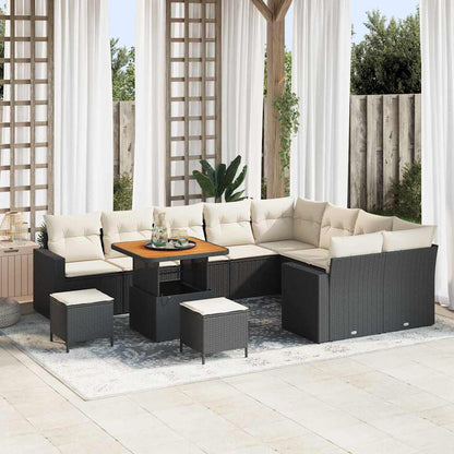 Set Divano da Giardino 13 pcs Nero e Crema polyrattan | homemem39