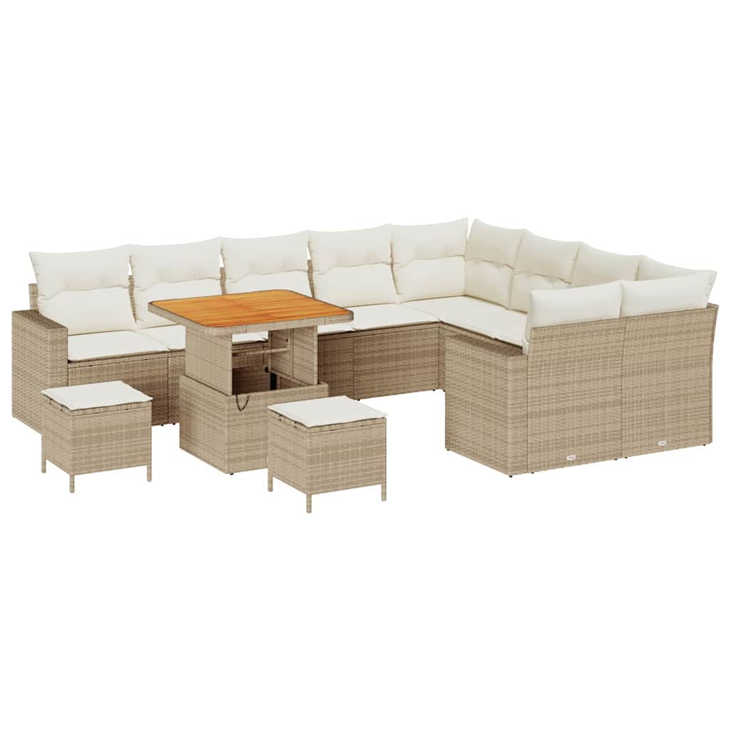 Set Divano da Giardino 13 pz 10-Numero di posti Beige e Crema | homemem39