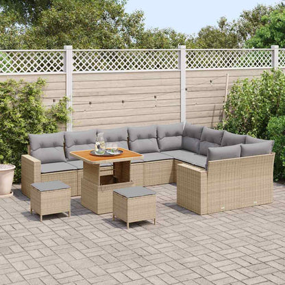 Set Divano da Giardino con cuscino 12 pcs beige e grigio chiaro