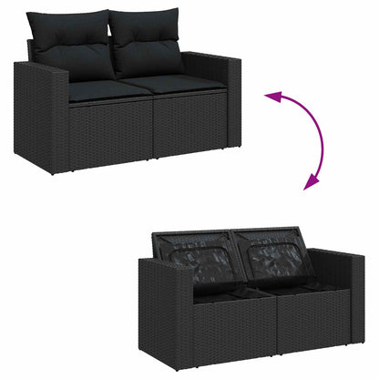 Set Divano da Giardino con cuscino 13 pcs Nero polyrattan | homemem39