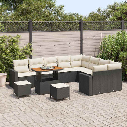 Set Divano da Giardino 13 pcs Nero e Crema polyrattan | homemem39