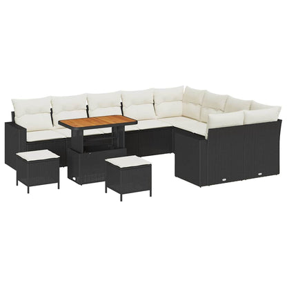 Set Divano da Giardino 13 pcs Nero e Crema polyrattan | homemem39