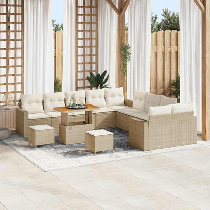 Set Divano da Giardino 17 pcs Beige e Crema polyrattan | homemem39