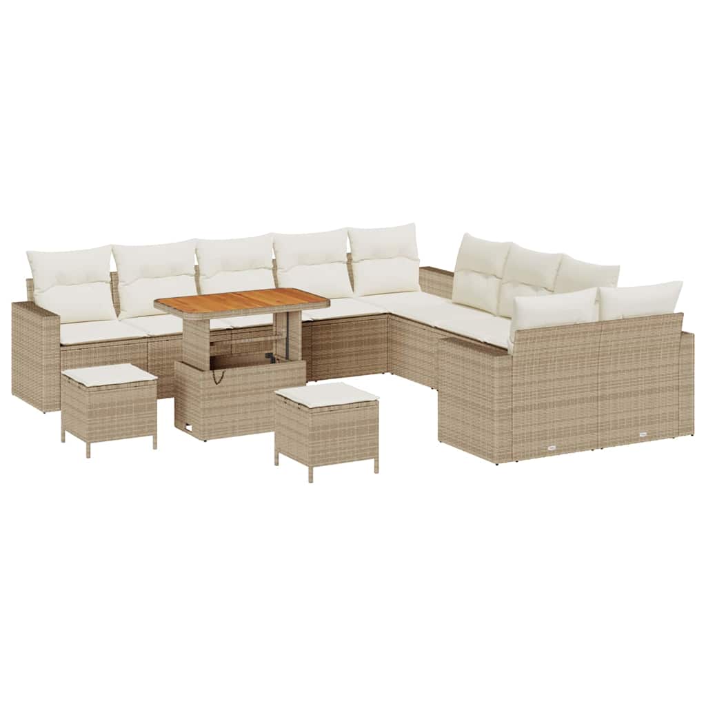 Set Divano da Giardino 17 pcs Beige e Crema polyrattan | homemem39