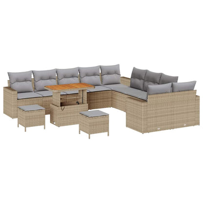 Set Divano da Giardino 17 pcs Beige e Grigio Chiaro polyrattan | homemem39