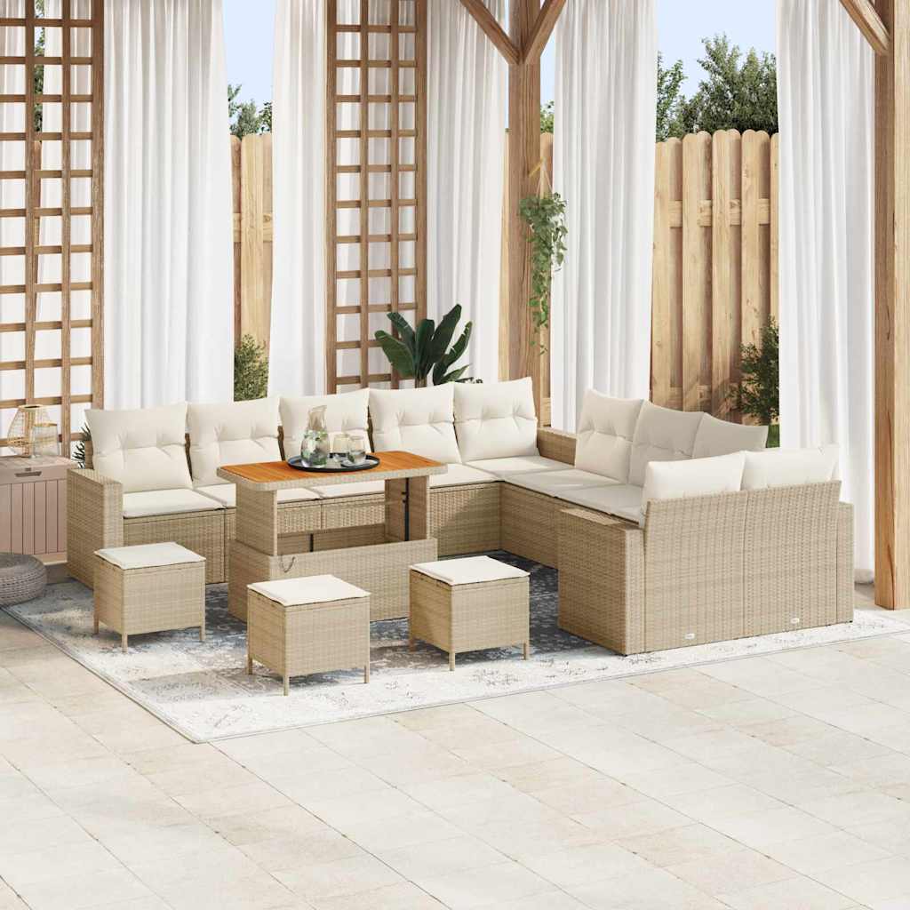 Set Divano da Giardino 18 pcs Beige e Crema polyrattan | homemem39