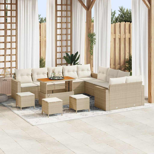 Set Divano da Giardino 18 pcs Beige e Crema polyrattan