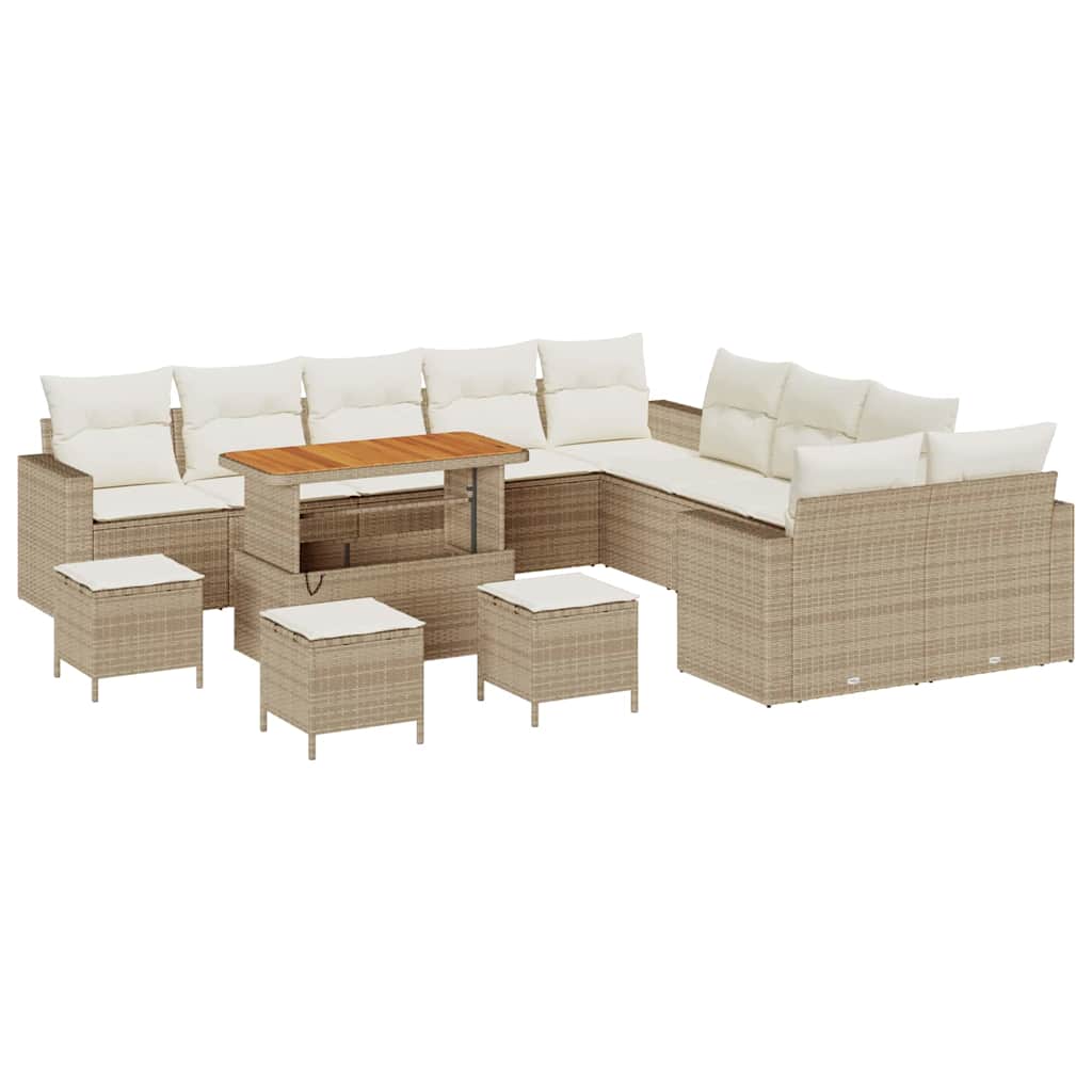 Set Divano da Giardino 18 pcs Beige e Crema polyrattan | homemem39