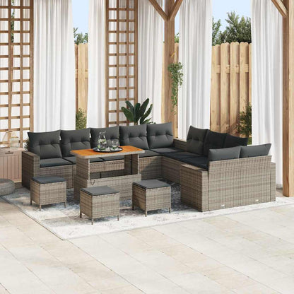 Set Divano da Giardino 18 pz 11-Numero di posti Grigio