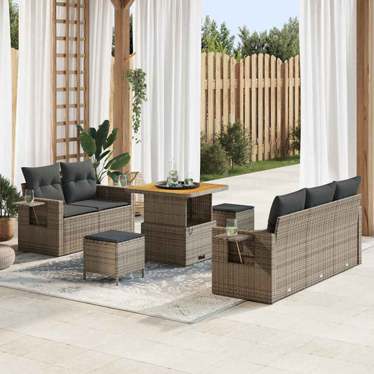 Set Divano da Giardino con cuscino 10 pcs Grigio polyrattan