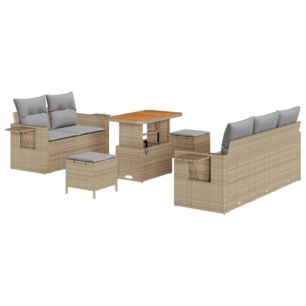 Set Divano da Giardino 10 pcs Beige e Grigio Chiaro polyrattan