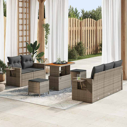 Set Divano da Giardino con cuscino 10 pcs Grigio polyrattan | homemem39