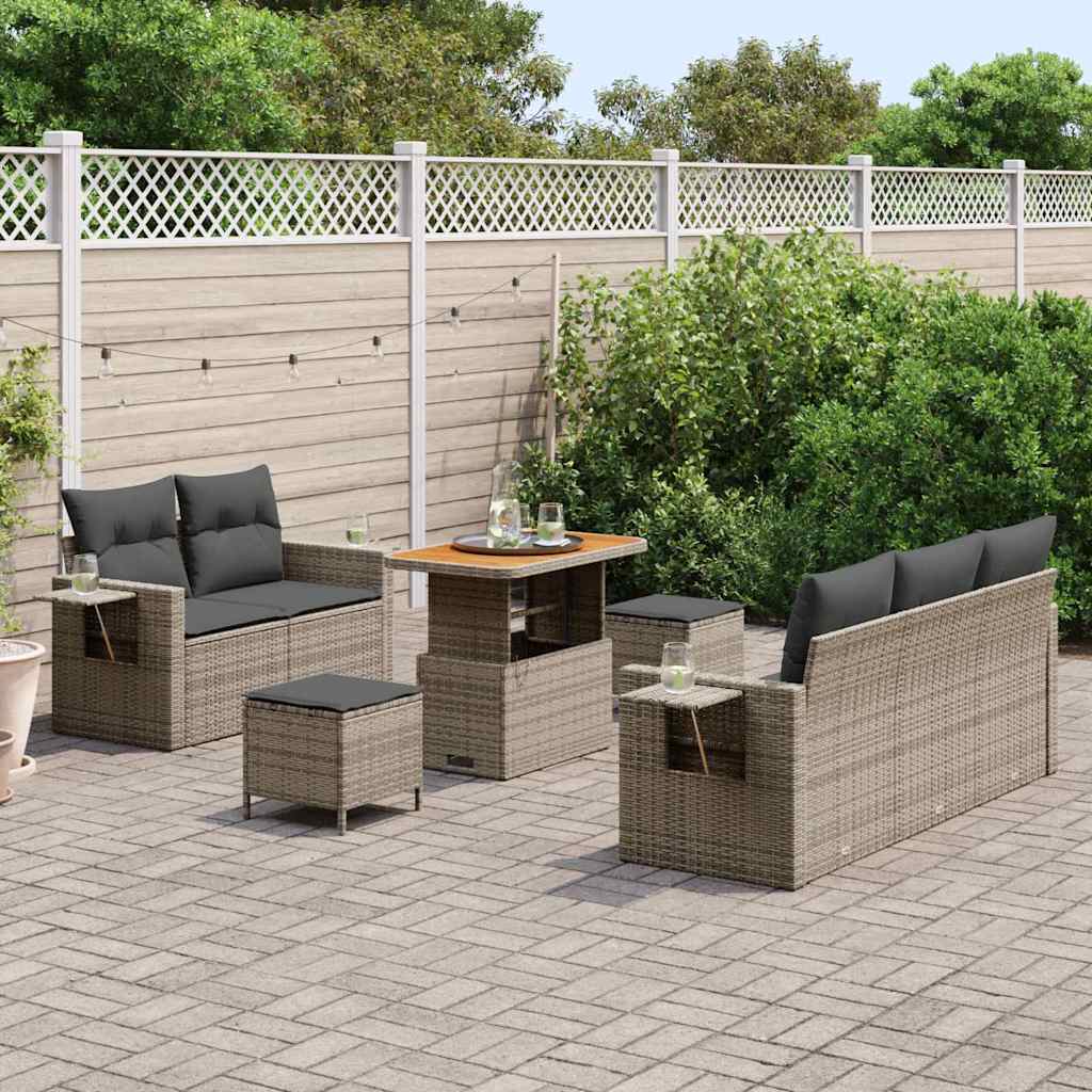 Set Divano da Giardino con cuscino 10 pcs Grigio polyrattan | homemem39