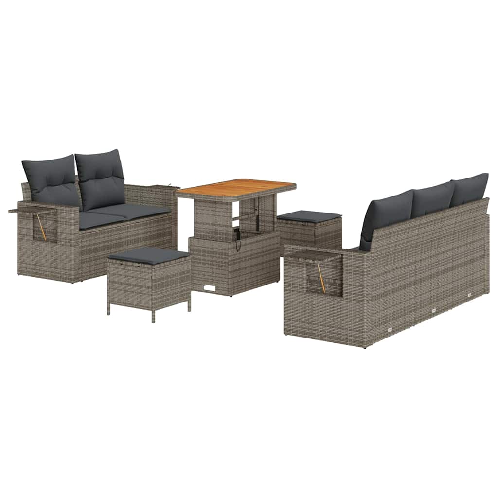 Set Divano da Giardino con cuscino 10 pcs Grigio polyrattan | homemem39
