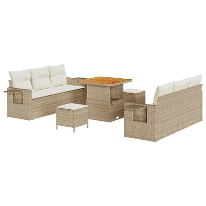 Set Divano da Giardino 9 pz 6-Numero di posti Beige e Crema
