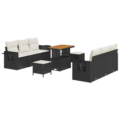 Set Divano da Giardino con cuscino 9 pcs Nero e crema | homemem39