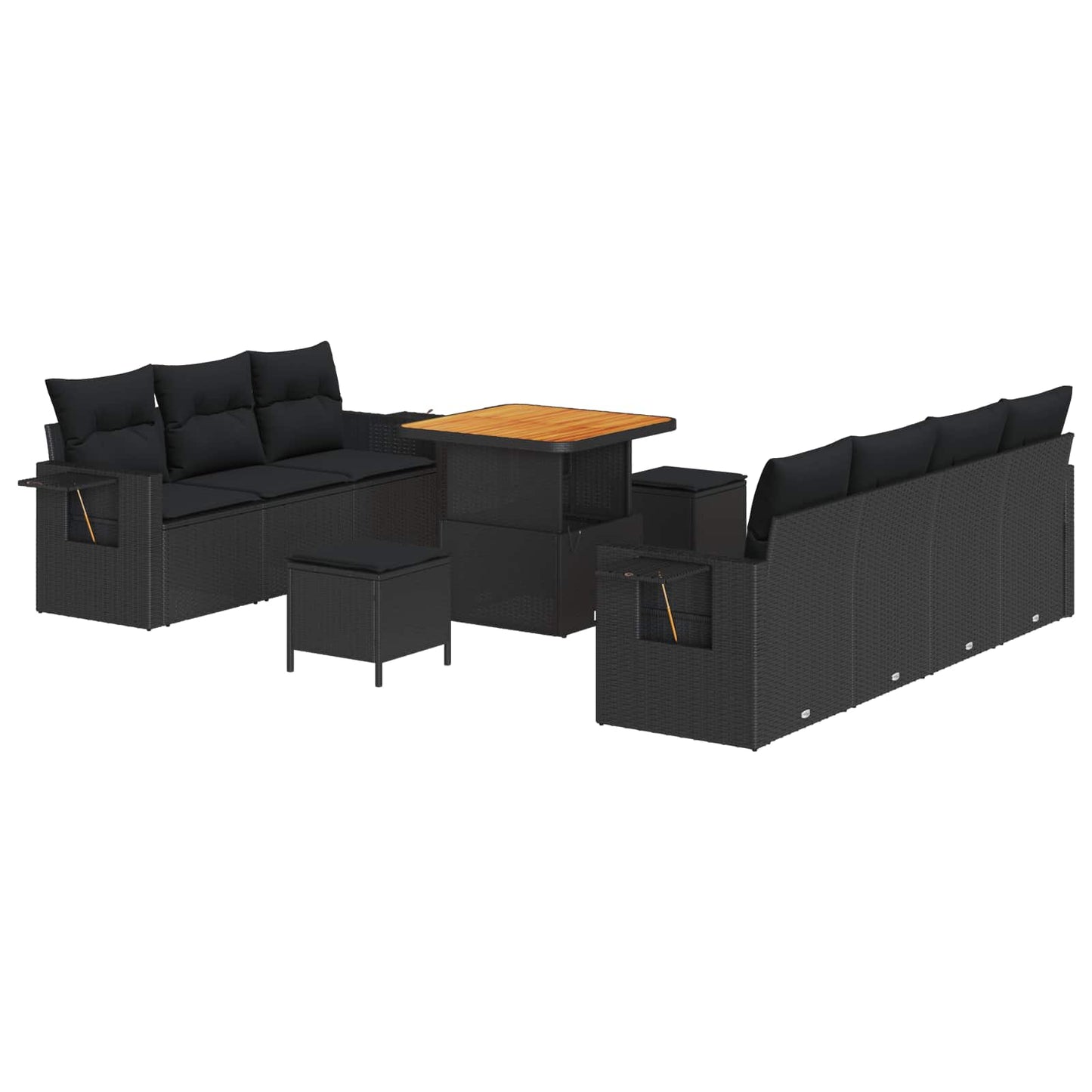 Set Divano da Giardino con cuscino 10 pcs Nero | homemem39