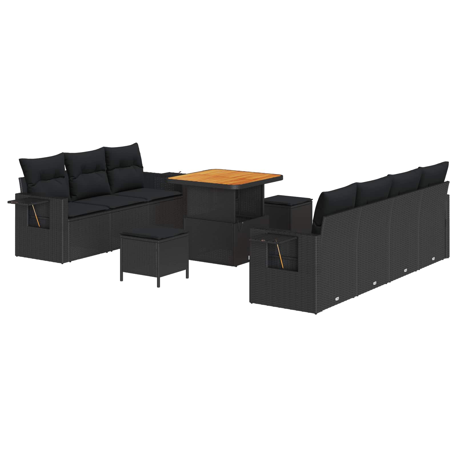 Set Divano da Giardino con cuscino 10 pcs Nero | homemem39