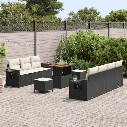 Set Divano da Giardino con cuscino 10 pcs Nero e crema | homemem39