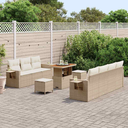 Set Divano da Giardino 10 pz 7-Numero di posti Beige e Crema