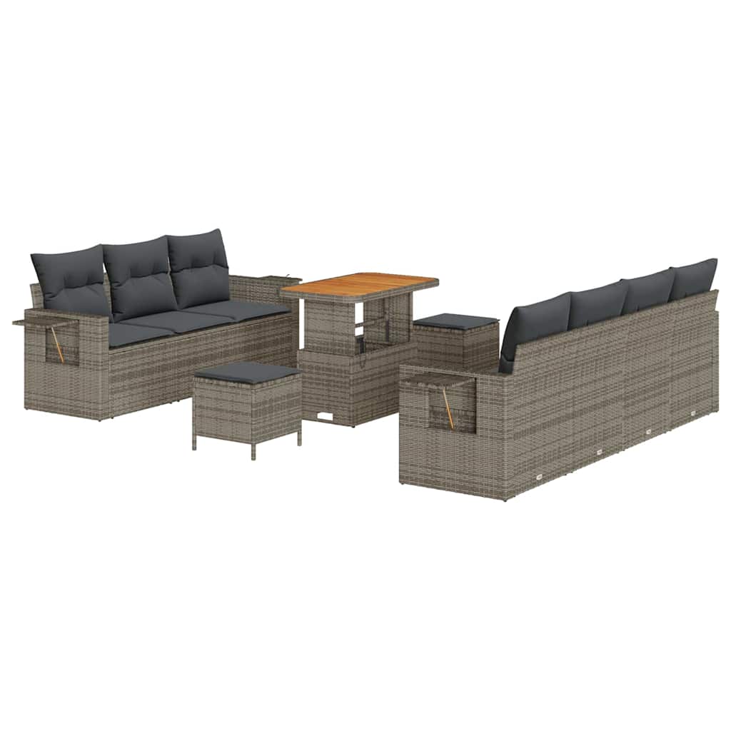 Set Divano da Giardino con cuscino 10 pcs Grigio | homemem39